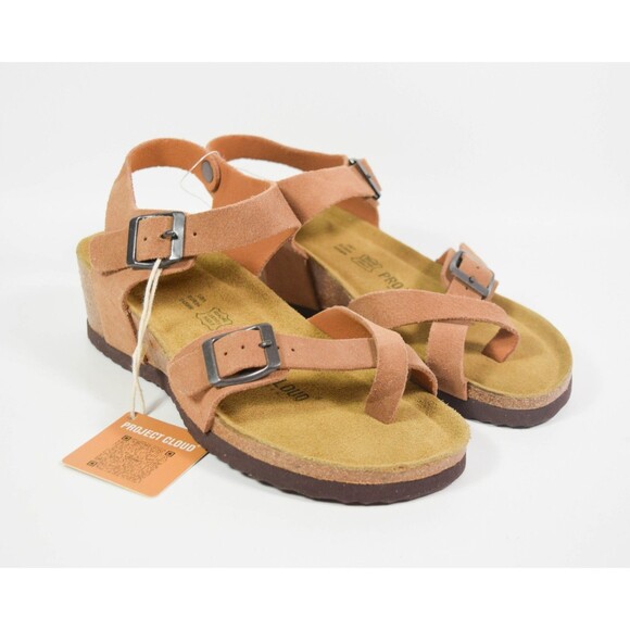 NWT Project Cloud Memory Foam Suede Platform Ankle Strap Brown Sandals Sz 5 - Picture 2 of 6